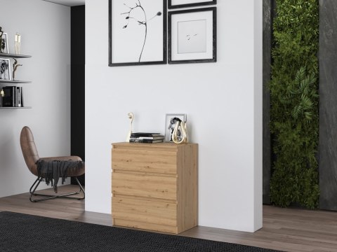 NOWOCZESNA KOMODA MALWA 70CM 3 SZUFLADY DĄB ARTISAN NOWOCZESNA KOMODA MALWA 70CM 3 SZUFLADY DĄB ARTISAN