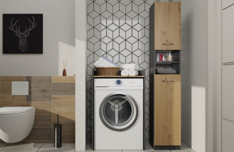 SZAFKA REGAŁ ŁAZIENKOWY NA PRALKĘ POLA ANTRACYT / DĄB ARTISAN