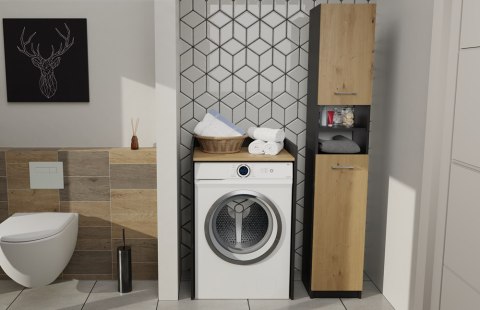 SZAFKA REGAŁ ŁAZIENKOWY NA PRALKĘ POLA ANTRACYT / DĄB ARTISAN