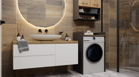 SZAFKA REGAŁ ŁAZIENKOWY NA PRALKĘ POLA ANTRACYT / DĄB ARTISAN