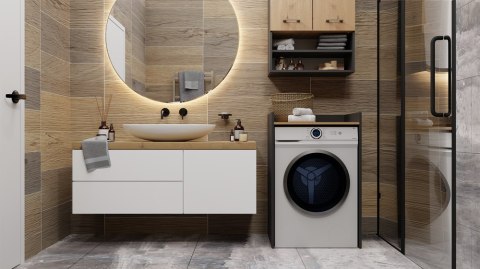 SZAFKA REGAŁ ŁAZIENKOWY NA PRALKĘ POLA ANTRACYT / DĄB ARTISAN