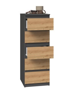 NOWOCZESNA KOMODA SZAFKA 5 SZUFLAD ANTRACYT / DĄB ARTISAN