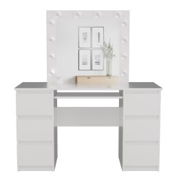 TOALETKA DO MAKIJAŻU KUBA KONSOLA LUSTRO OŚWIETLENIE LED BIAŁY MAT