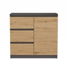 NOWOCZESNA KOMODA MALWA 1D3S ANTRACYT / DĄB ARTISAN