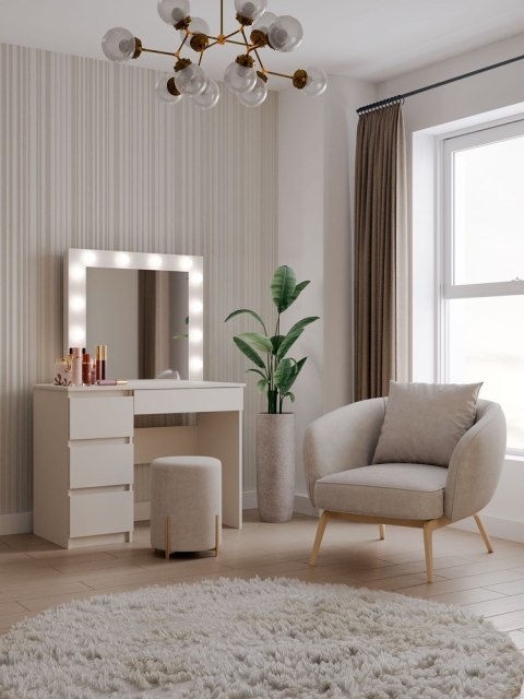 ELEGANCKA TOALETKA Z LUSTREM I OŚWIETLENIEM LED MARINA MIJAS KOLOR: KASZMIR ELEGANCKA TOALETKA Z LUSTREM I OŚWIETLENIEM LED MARINA MIJAS KOLOR: KASZMIR