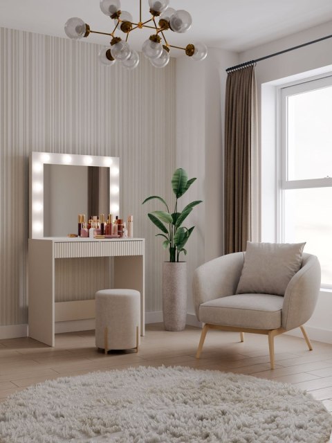 ELEGANCKA TOALETKA MARINA SLIM Z LUSTREM I OŚWIETLENIEM LED KOLOR: KASZMIR ELEGANCKA TOALETKA MARINA SLIM Z LUSTREM I OŚWIETLENIEM LED KOLOR: KASZMIR