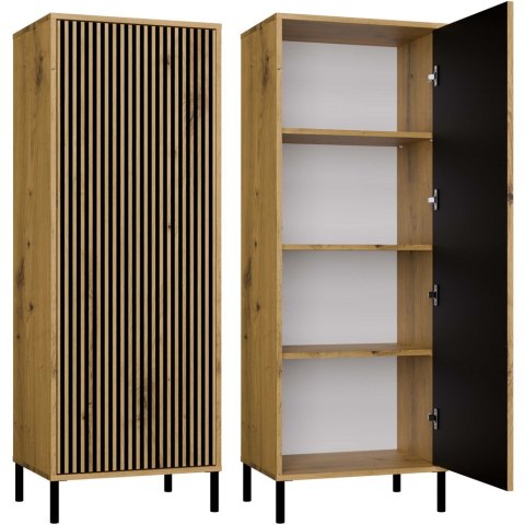 WITRYNA KAMARO SLIM LAMELE RYFLOWANY FRONT DĄB ARTISAN / CZARNY MAT WITRYNA KAMARO SLIM LAMELE RYFLOWANY FRONT DĄB ARTISAN / CZARNY MAT