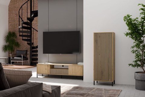 WITRYNA KAMARO SLIM LAMELE RYFLOWANY FRONT DĄB ARTISAN / CZARNY MAT WITRYNA KAMARO SLIM LAMELE RYFLOWANY FRONT DĄB ARTISAN / CZARNY MAT