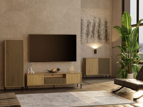 WITRYNA KAMARO SLIM LAMELE RYFLOWANY FRONT DĄB ARTISAN / CZARNY MAT WITRYNA KAMARO SLIM LAMELE RYFLOWANY FRONT DĄB ARTISAN / CZARNY MAT