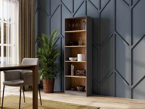 KLASYCZNY REGAŁ 60 CM NA KSIĄŻKI SEGREGATORY ZABAWKI ANTRACYT / DĄB ARTISAN