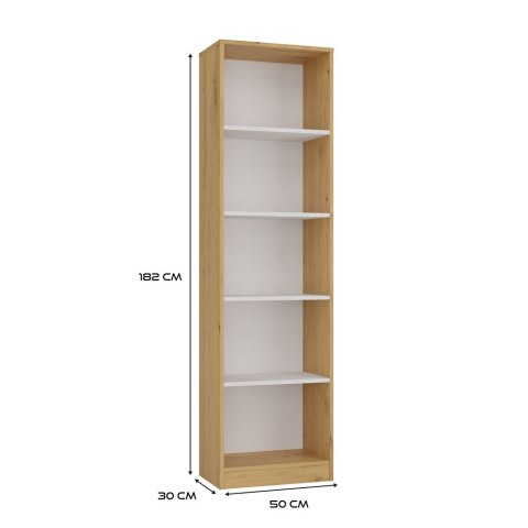 KLASYCZNY REGAŁ ONYX NA KSIĄŻKI SEGREGATORY ZABAWKI DĄB ARTISAN / BIAŁY MAT