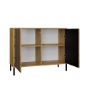 KOMODA KAMARO 2 DRZWI LAMELE FRONT RYFLOWANY DĄB ARTISAN / CZARNY KOMODA KAMARO 2 DRZWI LAMELE FRONT RYFLOWANY DĄB ARTISAN / CZARNY