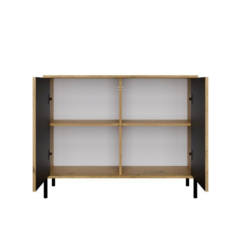 KOMODA KAMARO 2 DRZWI LAMELE FRONT RYFLOWANY DĄB ARTISAN / CZARNY KOMODA KAMARO 2 DRZWI LAMELE FRONT RYFLOWANY DĄB ARTISAN / CZARNY