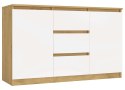 NOWOCZESNA KOMODA MALWA 2 DRZWI 3 SZUFLADY DĄB ARTISAN / BIAŁY MAT