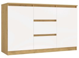 NOWOCZESNA KOMODA MALWA 2 DRZWI 3 SZUFLADY DĄB ARTISAN / BIAŁY MAT