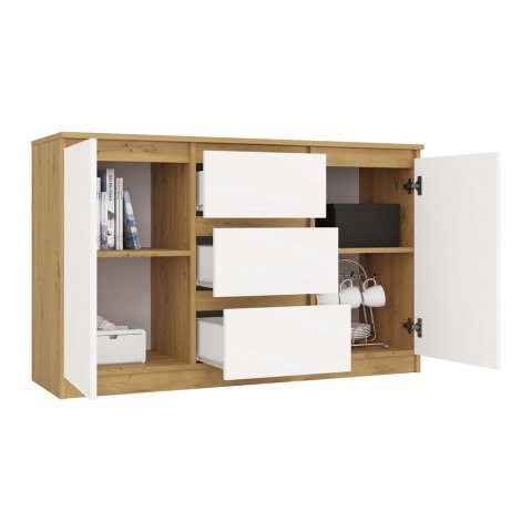 NOWOCZESNA KOMODA MALWA 2 DRZWI 3 SZUFLADY DĄB ARTISAN / BIAŁY MAT NOWOCZESNA KOMODA MALWA 2 DRZWI 3 SZUFLADY DĄB ARTISAN / BIAŁY MAT