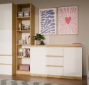 NOWOCZESNA KOMODA MALWA 2 DRZWI 3 SZUFLADY DĄB ARTISAN / BIAŁY MAT