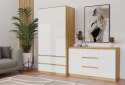 NOWOCZESNA KOMODA MALWA 2 DRZWI 3 SZUFLADY DĄB ARTISAN / BIAŁY MAT