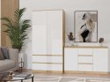 NOWOCZESNA KOMODA MALWA 2 DRZWI 3 SZUFLADY DĄB ARTISAN / BIAŁY MAT