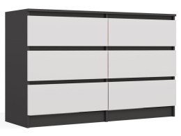 NOWOCZESNA KOMODA MALWA 6 SZUFLAD 120CM ANTRACYT / BIAŁY MAT