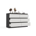 NOWOCZESNA KOMODA MALWA 6 SZUFLAD 120CM ANTRACYT / BIAŁY MAT NOWOCZESNA KOMODA MALWA 6 SZUFLAD 120CM ANTRACYT / BIAŁY MAT