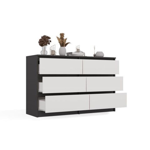 NOWOCZESNA KOMODA MALWA 6 SZUFLAD 120CM ANTRACYT / BIAŁY MAT NOWOCZESNA KOMODA MALWA 6 SZUFLAD 120CM ANTRACYT / BIAŁY MAT