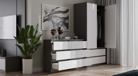 NOWOCZESNA KOMODA MALWA 6 SZUFLAD 120CM ANTRACYT / BIAŁY MAT NOWOCZESNA KOMODA MALWA 6 SZUFLAD 120CM ANTRACYT / BIAŁY MAT