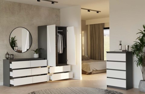 NOWOCZESNA KOMODA MALWA 6 SZUFLAD 120CM ANTRACYT / BIAŁY MAT NOWOCZESNA KOMODA MALWA 6 SZUFLAD 120CM ANTRACYT / BIAŁY MAT