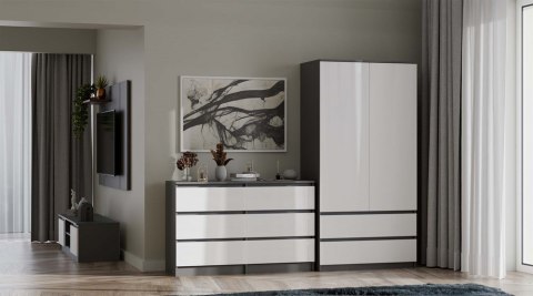 NOWOCZESNA KOMODA MALWA 6 SZUFLAD 120CM ANTRACYT / BIAŁY MAT NOWOCZESNA KOMODA MALWA 6 SZUFLAD 120CM ANTRACYT / BIAŁY MAT