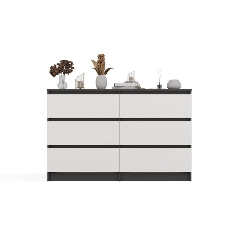 NOWOCZESNA KOMODA MALWA 6 SZUFLAD 120CM ANTRACYT / BIAŁY MAT NOWOCZESNA KOMODA MALWA 6 SZUFLAD 120CM ANTRACYT / BIAŁY MAT