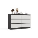 NOWOCZESNA KOMODA MALWA 6 SZUFLAD 120CM ANTRACYT / BIAŁY MAT NOWOCZESNA KOMODA MALWA 6 SZUFLAD 120CM ANTRACYT / BIAŁY MAT