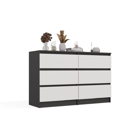 NOWOCZESNA KOMODA MALWA 6 SZUFLAD 120CM ANTRACYT / BIAŁY MAT NOWOCZESNA KOMODA MALWA 6 SZUFLAD 120CM ANTRACYT / BIAŁY MAT