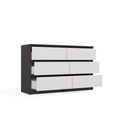 NOWOCZESNA KOMODA MALWA 6 SZUFLAD 120CM ANTRACYT / BIAŁY MAT NOWOCZESNA KOMODA MALWA 6 SZUFLAD 120CM ANTRACYT / BIAŁY MAT