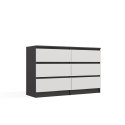 NOWOCZESNA KOMODA MALWA 6 SZUFLAD 120CM ANTRACYT / BIAŁY MAT NOWOCZESNA KOMODA MALWA 6 SZUFLAD 120CM ANTRACYT / BIAŁY MAT
