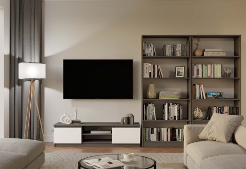 NOWOCZESNA SZAFKA RTV MALWA 140CM ANTRACYT / BIAŁY MAT NOWOCZESNA SZAFKA RTV MALWA 140CM ANTRACYT / BIAŁY MAT