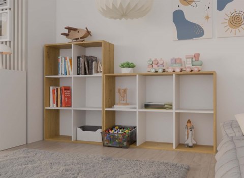 REGAŁ KOMOROWY MALAX 2X3 NA KSIĄŻKI ZABAWKI DĄB ARTISAN / BIAŁY MAT REGAŁ KOMOROWY MALAX 2X3 NA KSIĄŻKI ZABAWKI DĄB ARTISAN / BIAŁY MAT
