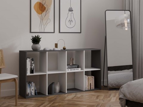 REGAŁ KOMOROWY MALAX 2X4 NA KSIĄŻKI ZABAWKI ANTRACYT / BIAŁY MAT REGAŁ KOMOROWY MALAX 2X4 NA KSIĄŻKI ZABAWKI ANTRACYT / BIAŁY MAT