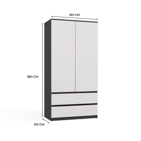 DUŻA SZAFA DO BIURA SYPIALNI MALWA 90CM ANTRACYT / BIAŁY MAT DUŻA SZAFA DO BIURA SYPIALNI MALWA 90CM ANTRACYT / BIAŁY MAT