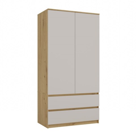 SZAFA MALWA GARDEROBA 90CM 2 SZAUFLADY PÓŁKI DRĄŻEK KASZMIR / DĄB ARTISAN SZAFA MALWA GARDEROBA 90CM 2 SZAUFLADY PÓŁKI DRĄŻEK KASZMIR / DĄB ARTISAN