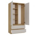 SZAFA MALWA GARDEROBA 90CM 2 SZAUFLADY PÓŁKI DRĄŻEK KASZMIR / DĄB ARTISAN SZAFA MALWA GARDEROBA 90CM 2 SZAUFLADY PÓŁKI DRĄŻEK KASZMIR / DĄB ARTISAN