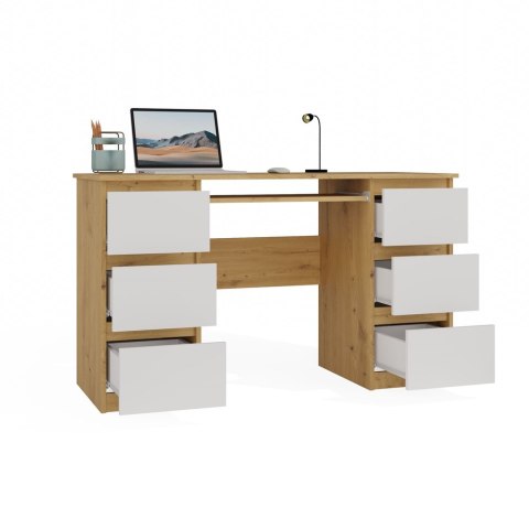 FUNKCJONALNE BIURKO KUBA 6 SZUFLAD BIAŁY MAT / DĄB ARTISAN FUNKCJONALNE BIURKO KUBA 6 SZUFLAD BIAŁY MAT / DĄB ARTISAN