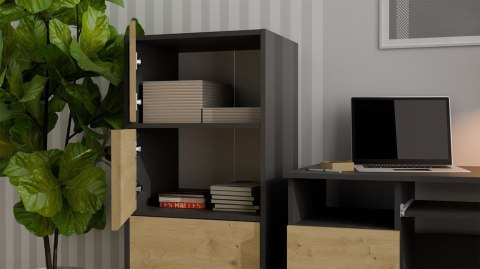 NOWOCZESNA KOMODA ALMA SZAFKA Z 4 DRZWIAMI DĄB ARTISAN / ANTRACYT NOWOCZESNA KOMODA ALMA SZAFKA Z 4 DRZWIAMI DĄB ARTISAN / ANTRACYT
