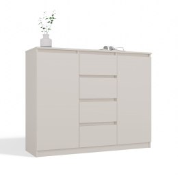 NOWOCZESNA DUŻA KOMODA MALWA 120CM 2 DRZWI 4 SZUFLADY KOLOR KASZMIR