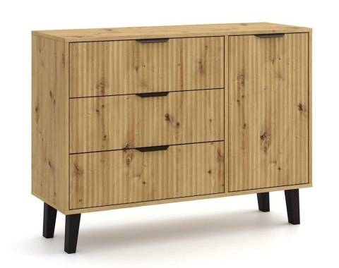 NOWOCZESNA KOMODA SCANDI SLIM DRZWI 3 SZUFLADY RYFLOWANE FRONTY DĄB ARTISAN NOWOCZESNA KOMODA SCANDI SLIM DRZWI 3 SZUFLADY RYFLOWANE FRONTY DĄB ARTISAN