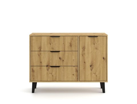 NOWOCZESNA KOMODA SCANDI SLIM DRZWI 3 SZUFLADY RYFLOWANE FRONTY DĄB ARTISAN NOWOCZESNA KOMODA SCANDI SLIM DRZWI 3 SZUFLADY RYFLOWANE FRONTY DĄB ARTISAN