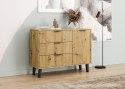 NOWOCZESNA KOMODA SCANDI SLIM DRZWI 3 SZUFLADY RYFLOWANE FRONTY DĄB ARTISAN NOWOCZESNA KOMODA SCANDI SLIM DRZWI 3 SZUFLADY RYFLOWANE FRONTY DĄB ARTISAN