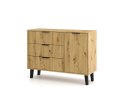 NOWOCZESNA KOMODA SCANDI SLIM DRZWI 3 SZUFLADY RYFLOWANE FRONTY DĄB ARTISAN NOWOCZESNA KOMODA SCANDI SLIM DRZWI 3 SZUFLADY RYFLOWANE FRONTY DĄB ARTISAN