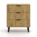 NOWOCZESNA KOMODA SCANDI SLIM 3 SZUFLADY RYFLOWANE FRONTY DĄB ARTISAN NOWOCZESNA KOMODA SCANDI SLIM 3 SZUFLADY RYFLOWANE FRONTY DĄB ARTISAN