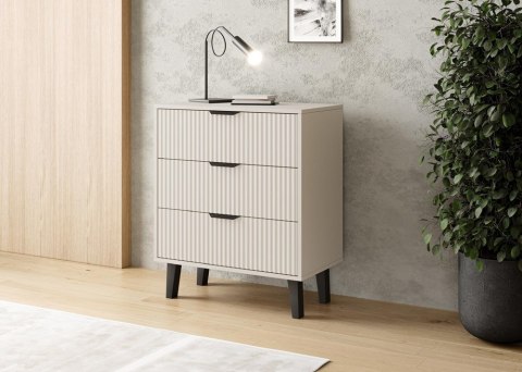 NOWOCZESNA KOMODA SCANDI SLIM 3 SZUFLADY RYFLOWANE FRONTY KOLOR KASZMIR NOWOCZESNA KOMODA SCANDI SLIM 3 SZUFLADY RYFLOWANE FRONTY KOLOR KASZMIR
