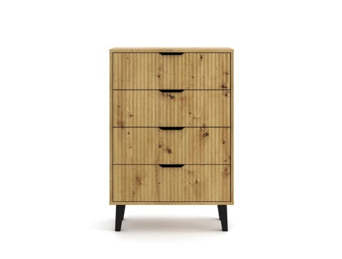 NOWOCZESNA KOMODA SCANDI SLIM 4 SZUFLADY RYFLOWANE FRONTY DĄB ARTISAN NOWOCZESNA KOMODA SCANDI SLIM 4 SZUFLADY RYFLOWANE FRONTY DĄB ARTISAN